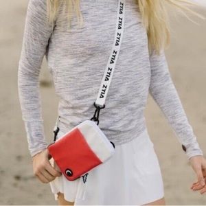 Zyia Active Crossbody Bag Phone Case Wallet Peach Teal White Zipper Gym Yoga Bag
